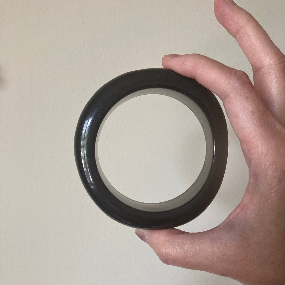 Vintage Translucent Gray Asymmetrical Lucite Bang… - image 2